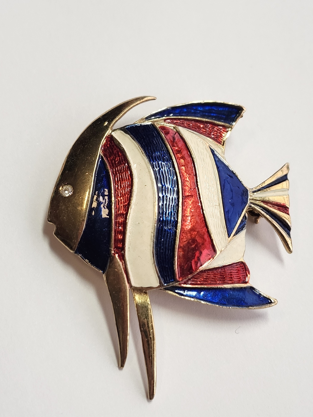 Vintage Signed Boucher Enamel Angel Fish Pin